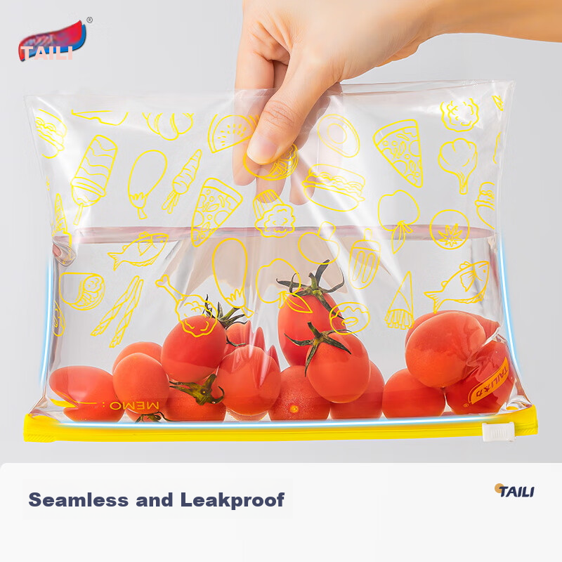 Taili Food Storage Bags, Zipper Bags, Thick PE Food Bags with Sliding Locks, Med...