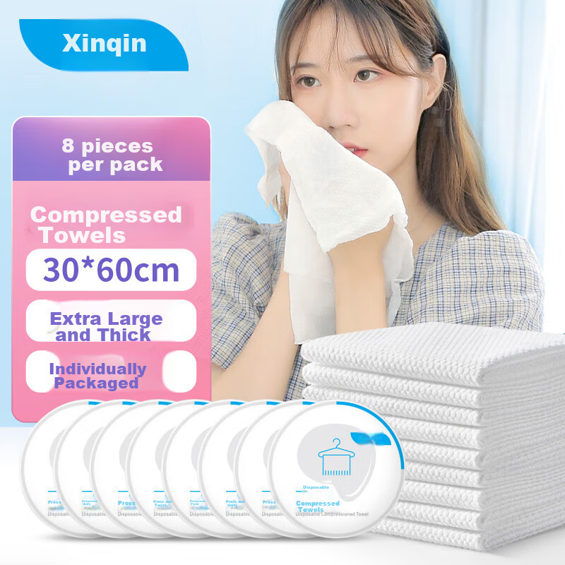 Xinqin Disposable Compressed Towels, Extra Large Travel Face Towels, Portable fo...
