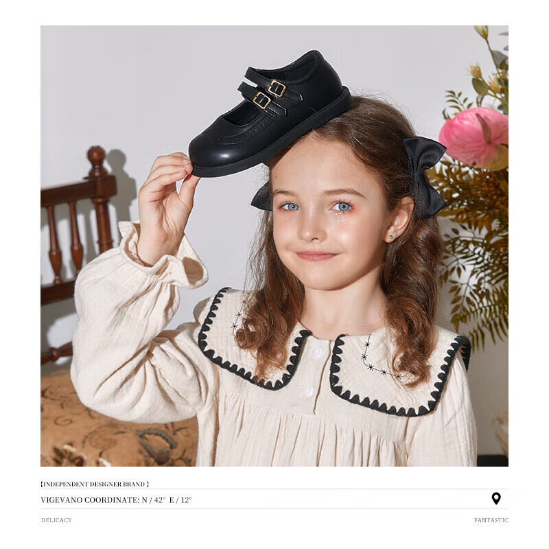 Snoffy Children's Leather Shoes Autumn Girls Princess Shoes Big Kids Comfortable...