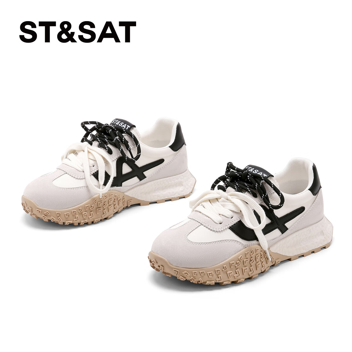 ST&SAT Women's Shoes Agan Shoes 2025 Spring New Thick-soled Versatile Casual Spo...