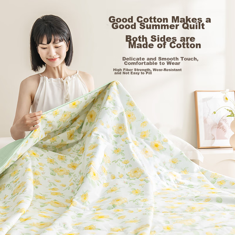 Jingzao, Woody Floral Fiber Quilt, Class A Pure Cotton Fabric, Machine Washable,...