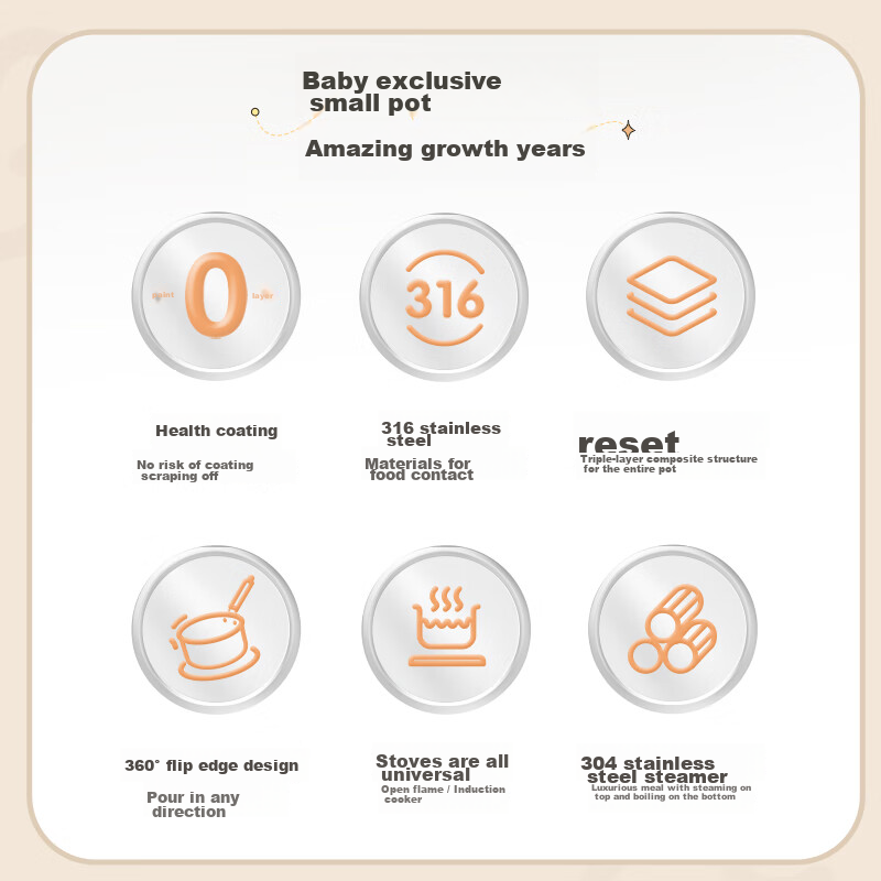 Bear Baby Food Pot, 316L Stainless Steel, Thickened CP-G0056 16cm