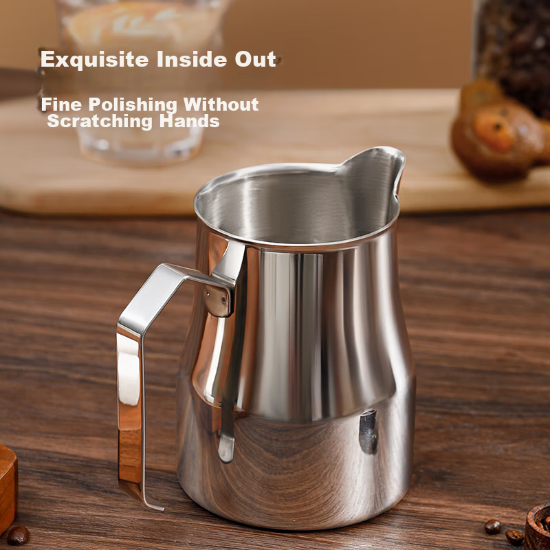 Jingzao, Pointed Mouth Slanted Spout Latte Art Cup, 304 Stainless Steel Thickene...