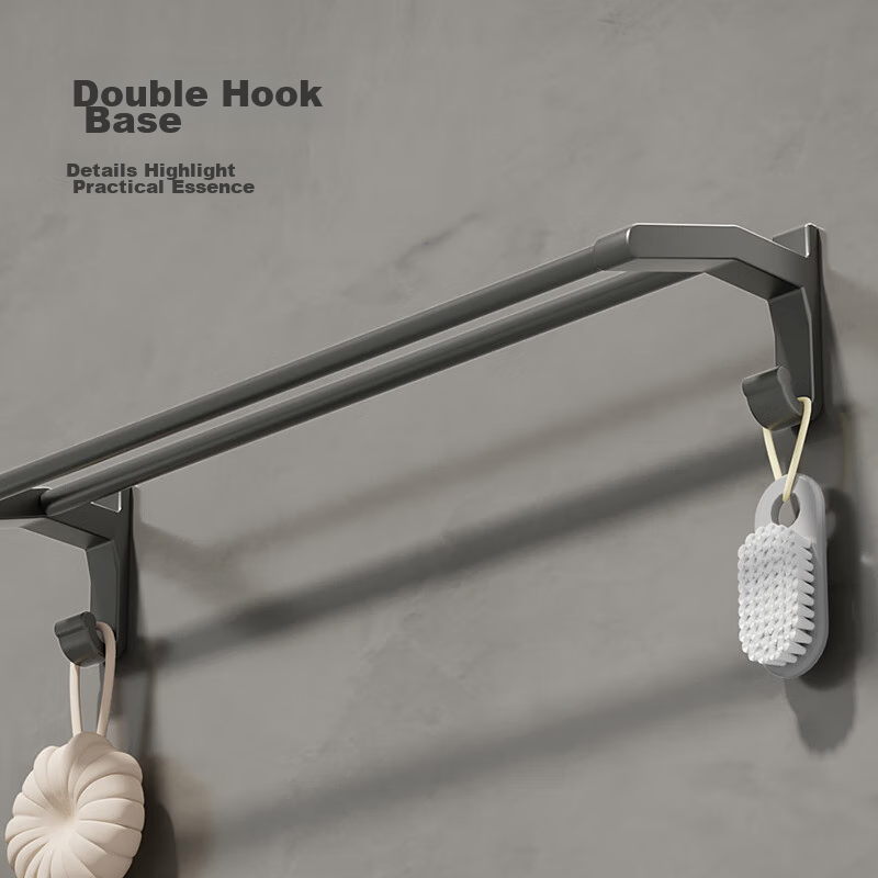 Jingzao Anti-Gravity No-Drill Double-Rod Towel Rack, Space Aluminum Thickened Ho...