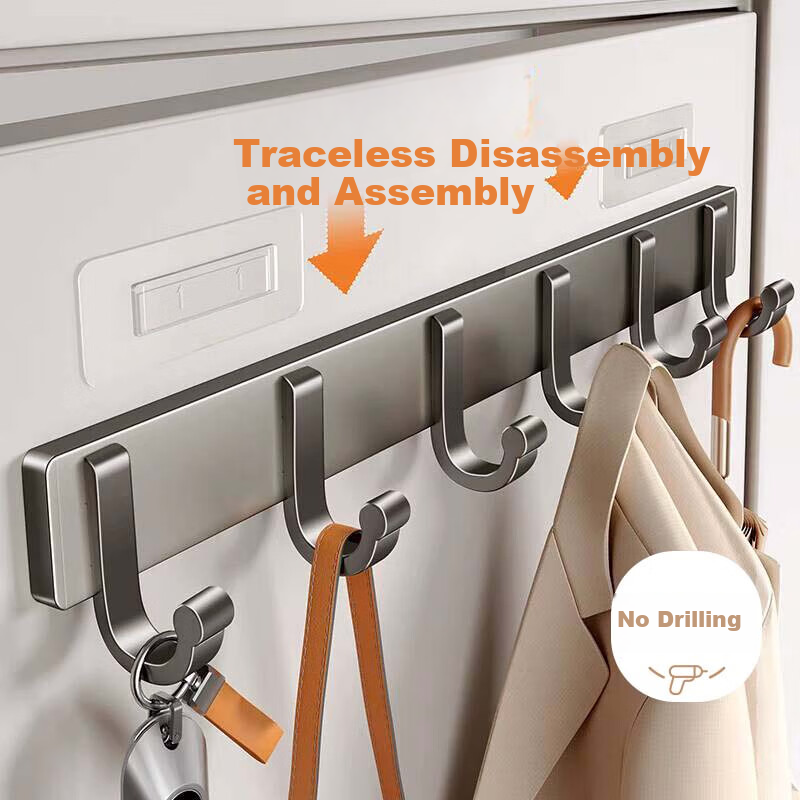 Shangmeide Space Aluminum Hooks, No Drilling Required, Strong Adhesive, Bathroom...