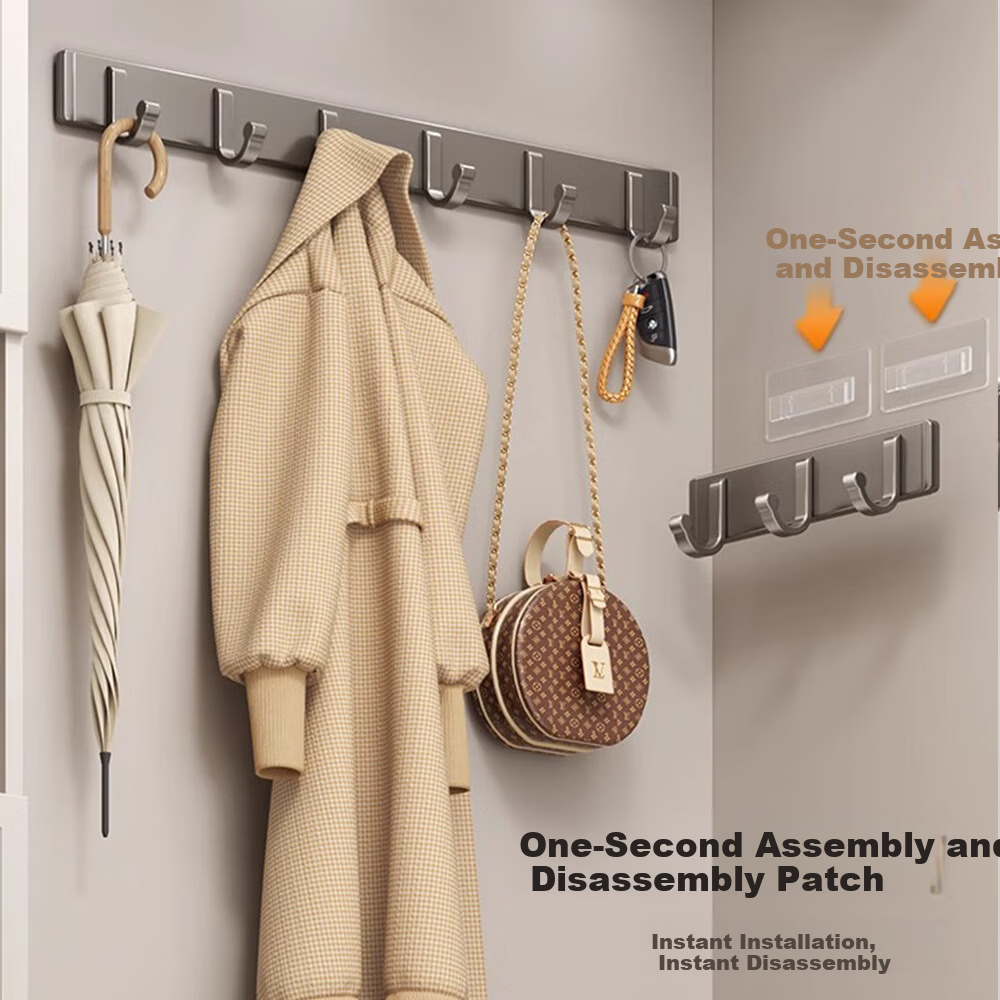 Shangmeide Space Aluminum Hooks, No Drilling Required, Strong Adhesive, Bathroom...