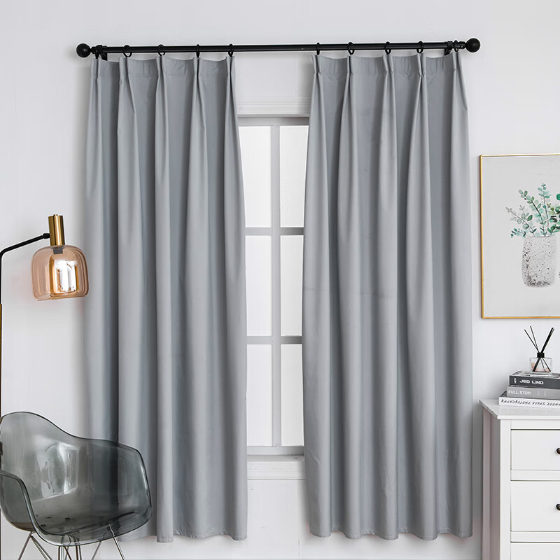 Jingzao Black And Gray Light Gray Curtains, 99% Blackout Curtains, Bay Window Be...