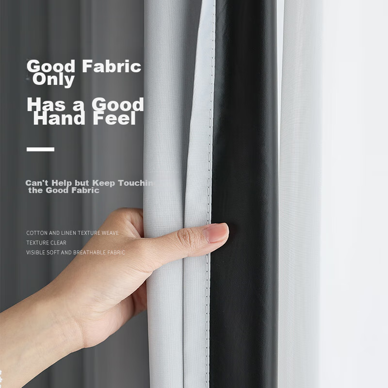 Jingzao Black And Gray Light Gray Curtains, 99% Blackout Curtains, Bay Window Be...