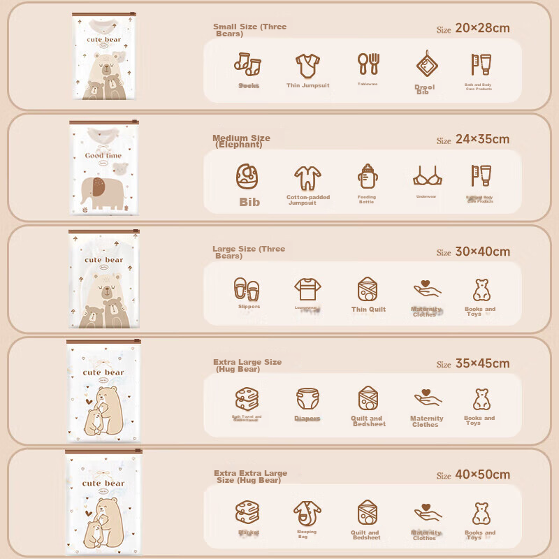 Baicaoyuan Travel Clothes Storage Bags, PE Zipper, Laundry Bags, Shoe Bags, 5 Sm...