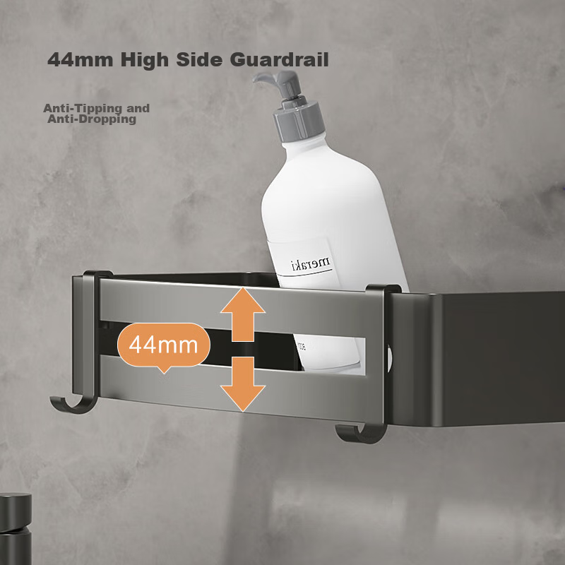 Jingzao Space Aluminum Square Basket, No-Drill Bathroom Storage Rack, Wall-Mount...