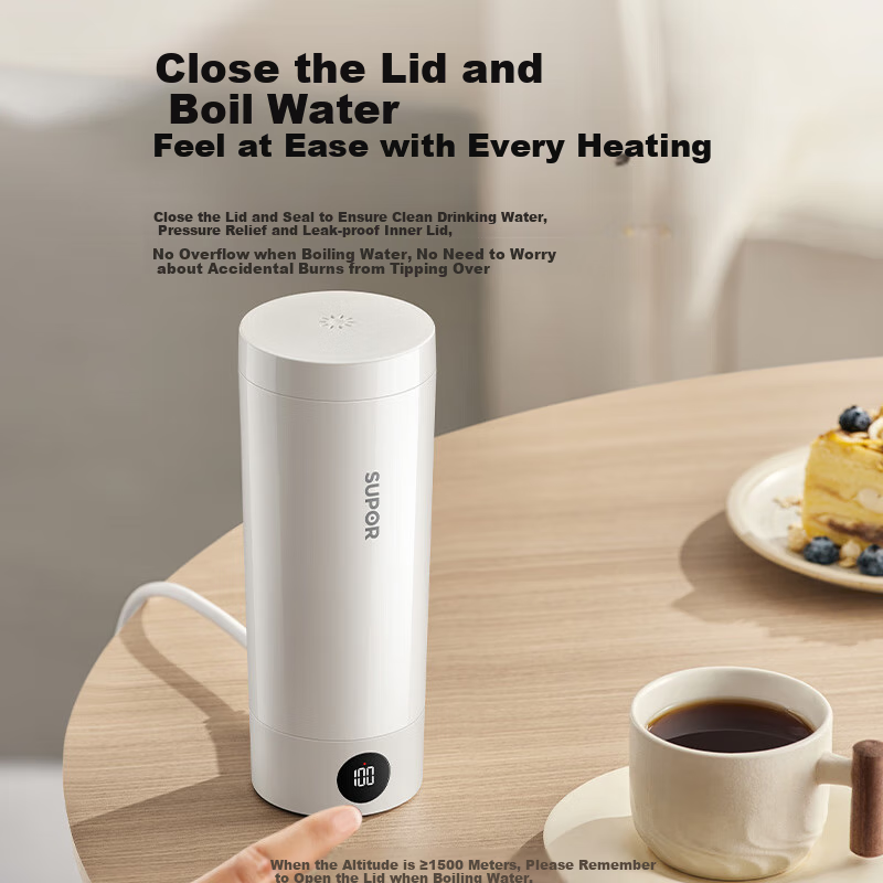 SUPOR Electric Heating Water Cup Portable Insulated Water Kettle 304 Stainless S...