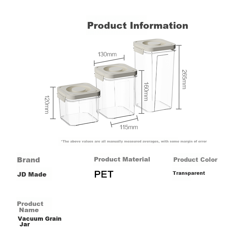 Jingzao Sealed Jar Food Grade Pressed Vacuum Cereal Jar Kitchen Storage Snack Dr...