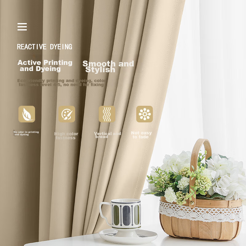 Jingzao High-Precision Beige Curtains, Blackout Curtains for Bay Windows, Bedroo...