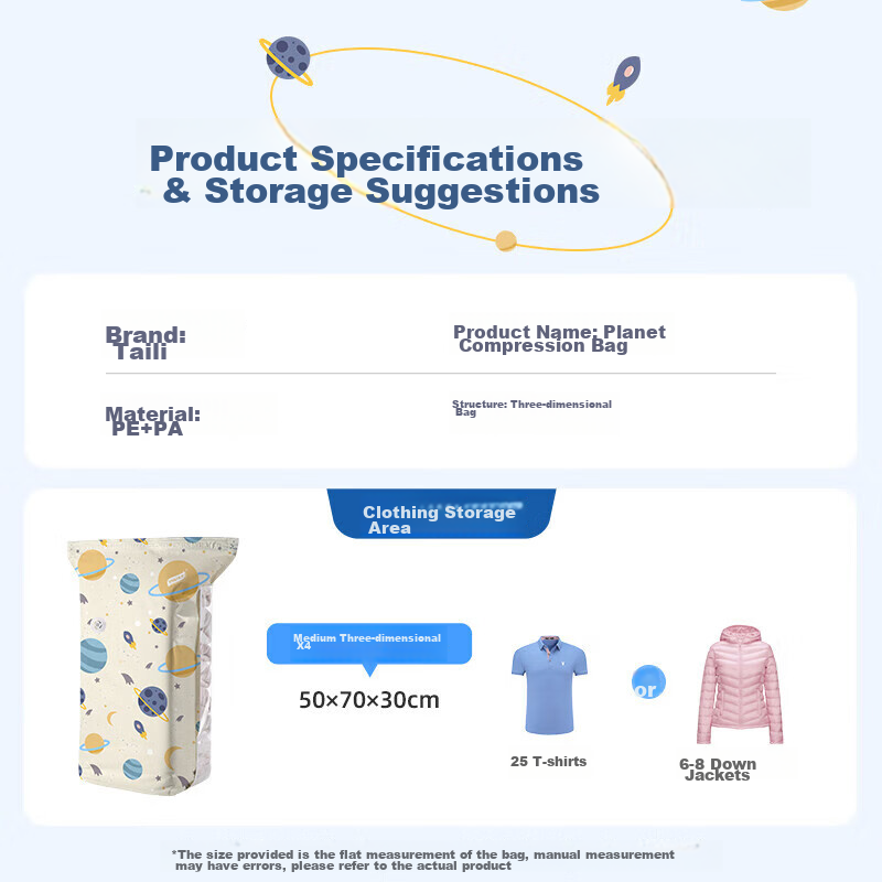 Taili Vacuum Compression Storage Bags, Clothes And Garment Organizer Packing Bag...