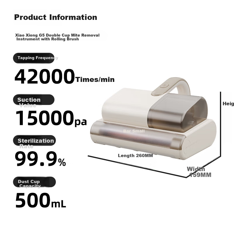 Bear Mite Removal Device Household Bed Double Cup Roller Brush Mite Vacuum Clean...