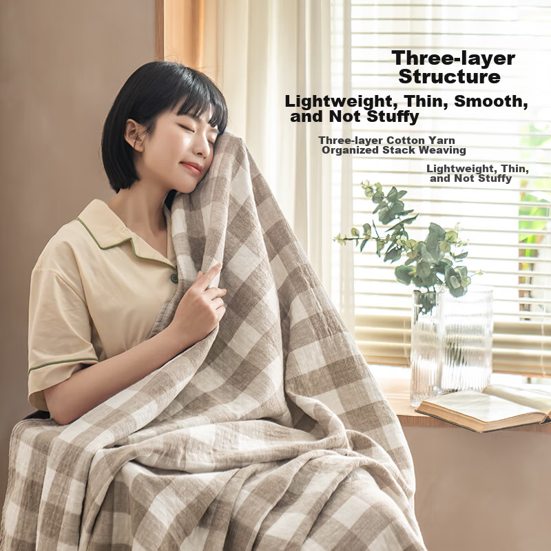 Jingzao Pure Cotton Gauze Blanket, 100% Cotton Machine Washable Towel Blanket, C...