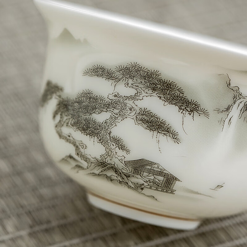 Jinxiangyu Kungfu Tea Set, Holiday Gift Box, Ceramic Teapot And Cups with Side H...