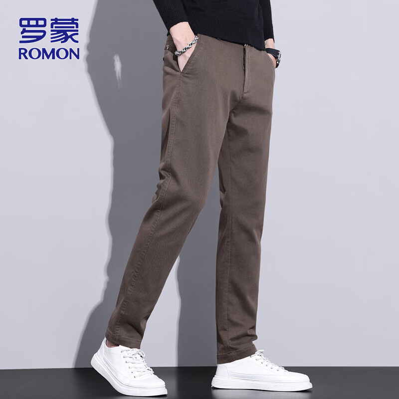 ROMON Men's Casual Pants Autumn and Winter Korean Style Men's Straight Wide-Leg...