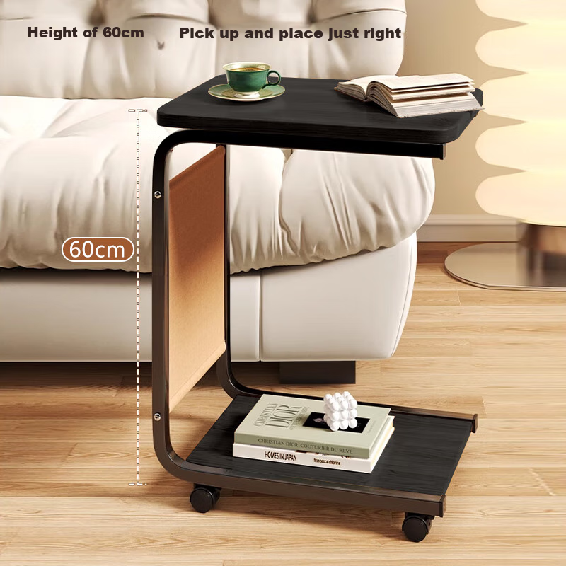 L&S LIFE AND SEASON Mobile Coffee Table Simple Small Cart Sofa Side Table J107 B...