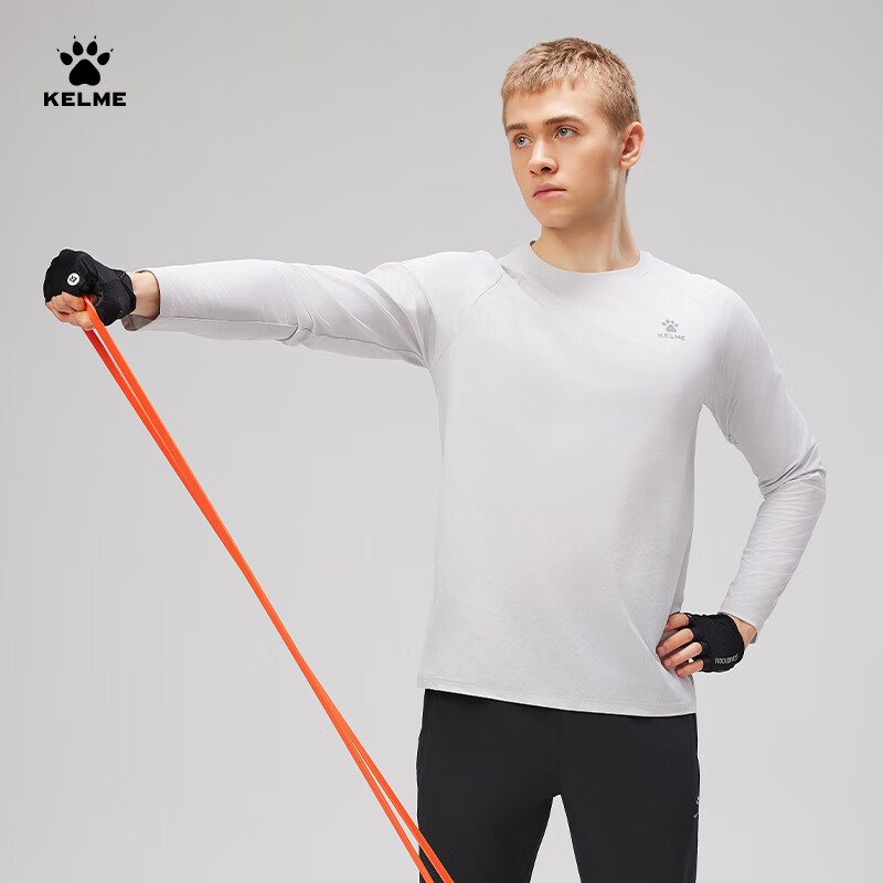 KELME Long Sleeve Sports T-shirt Cotton Feel Quick Dry Running Football Training...