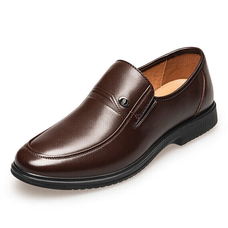 Kangnai Men's Leather Shoes, Round Toe Slip-On Formal Shoes, Lightweight Easy-On...
