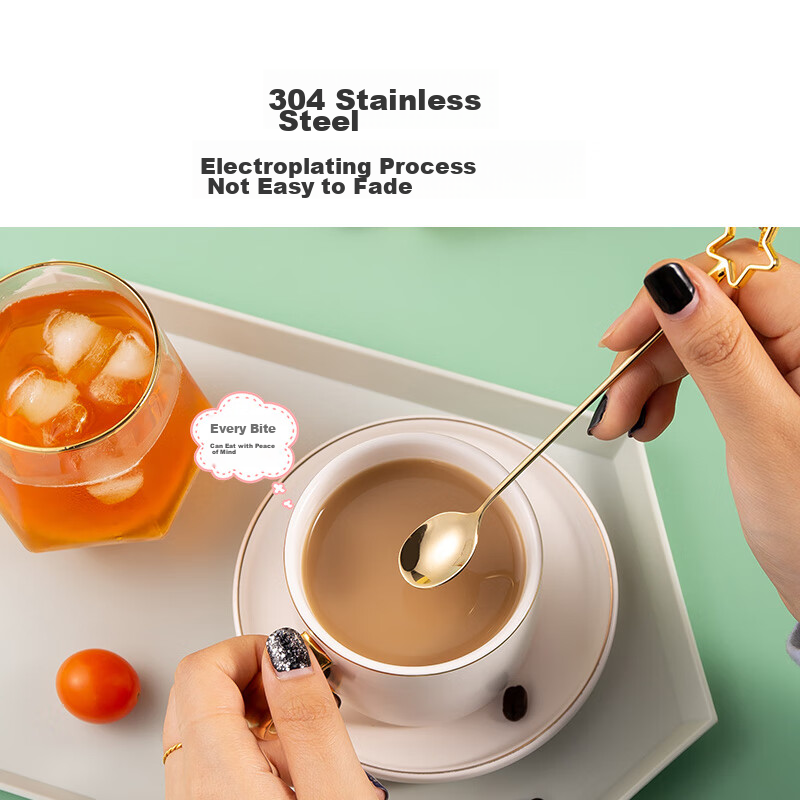 Yijuke [Cherry Blossom] 304 Stainless Steel Coffee Spoon, Long-Handled Mixing Sp...