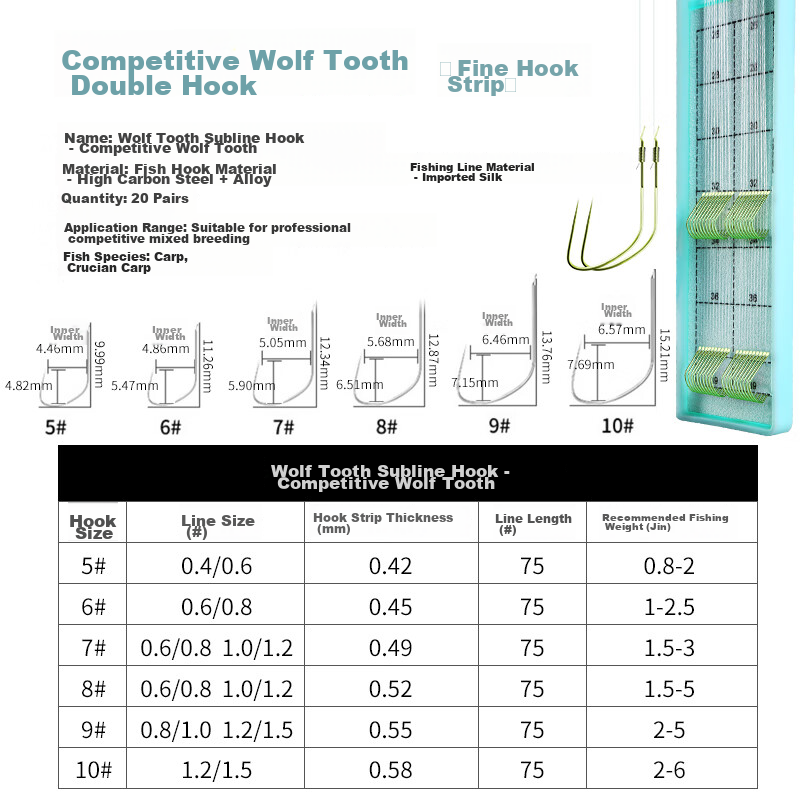 Fishing Prince Double Hook Wolf Tooth Competition Black Pit Anti-Tangle Complete...