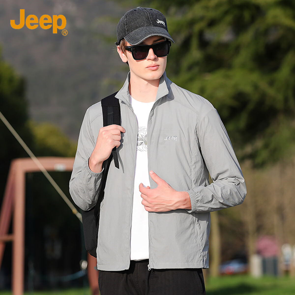JEEP Lightweight Sunscreen Summer Breathable Skin Jacket Outdoor Casual Stand Co...