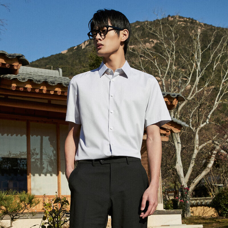 YOUNGOR Men's Shirt 2023 Summer Youth Business Easy Care High Yarn High-End Shor...