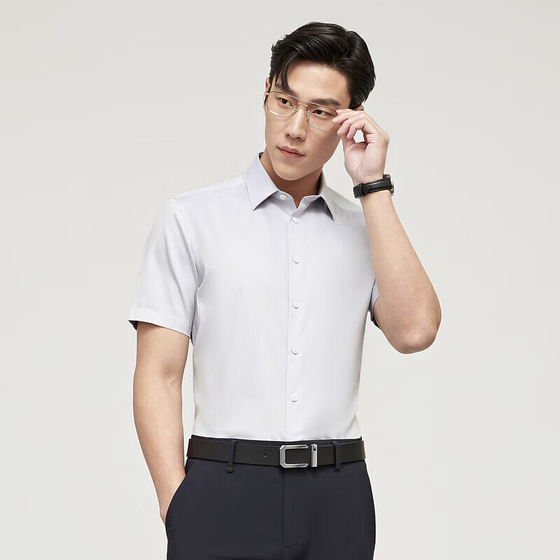 YOUNGOR Men's Shirt 2023 Summer Youth Business Easy Care High Yarn High-End Shor...