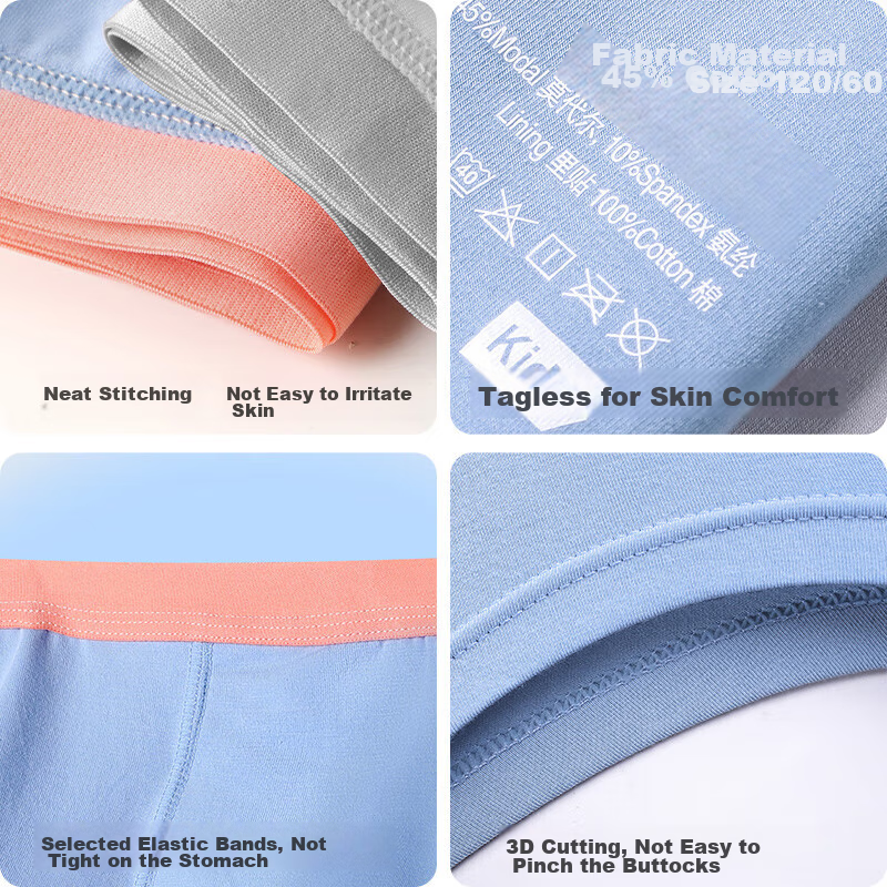 Langsha Children's Underwear, Boys' Modal Cotton Solid Color Boxer Briefs, Class...