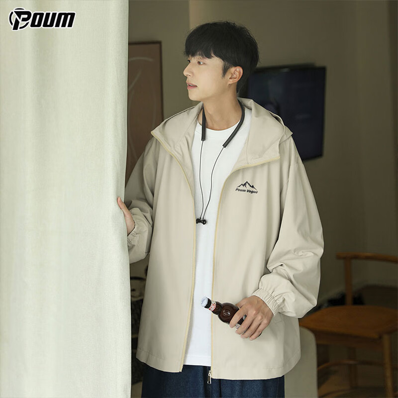 POUM Men's Spring and Autumn Fashion American Jacket Workwear Casual Zipper Jack...