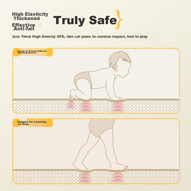 Babybox Cat Paw Mat Crawling Mat XPE Baby Play Mat Double-Sided Home Floor Mat W...