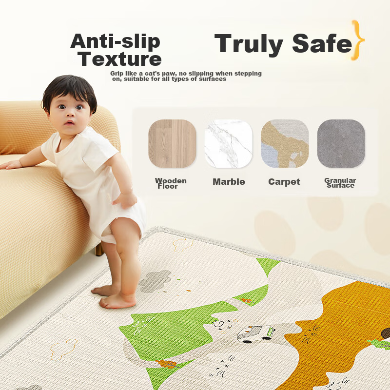 Babybox Cat Paw Mat Crawling Mat XPE Baby Play Mat Double-Sided Home Floor Mat W...