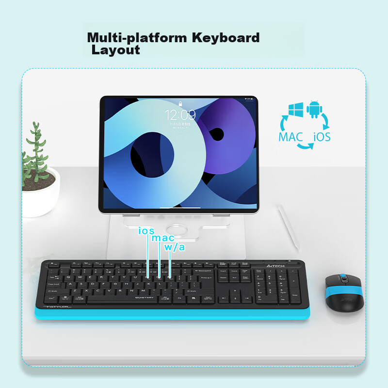 A4TECH FB1010Q 104-Key Wireless/Bluetooth Multi-Mode Keyboard And Mouse Set, Qui...