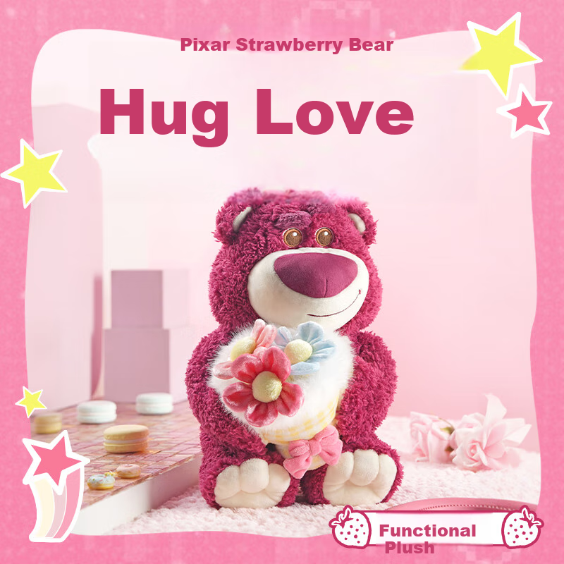 Disney Strawberry Bear Plush Toy Bouquet, Teddy Bear Doll, Birthday Gift for Gir...