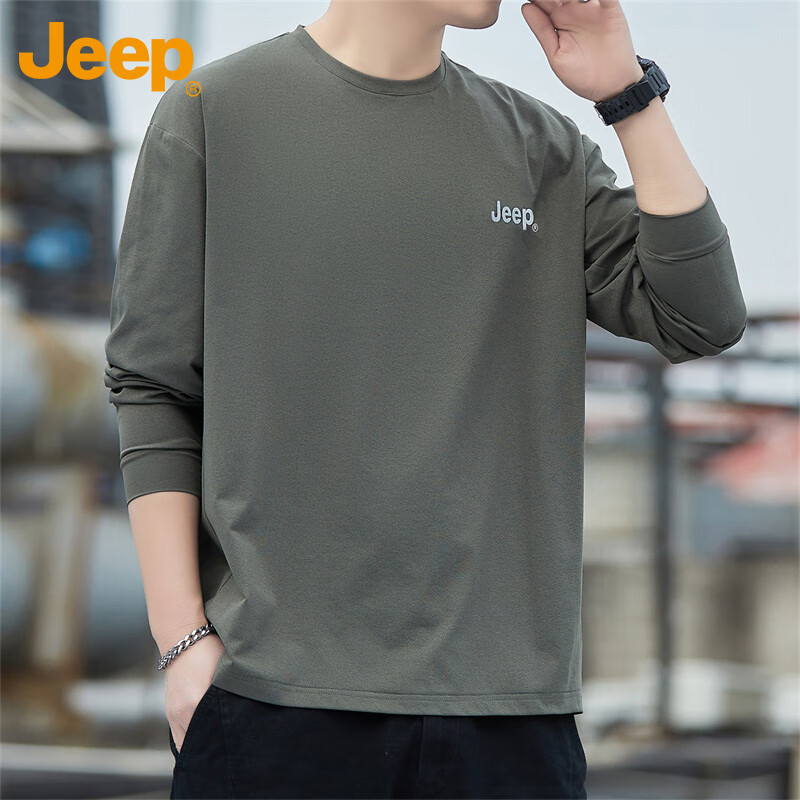 JEEP Long-Sleeve T-Shirt for Men, Spring And Summer Loose Casual Top, Men's Roun...