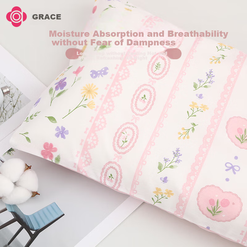 Grace Pillowcase, Class A Antibacterial, 100% Pure Cotton, Sweat-Absorbing Pillo...