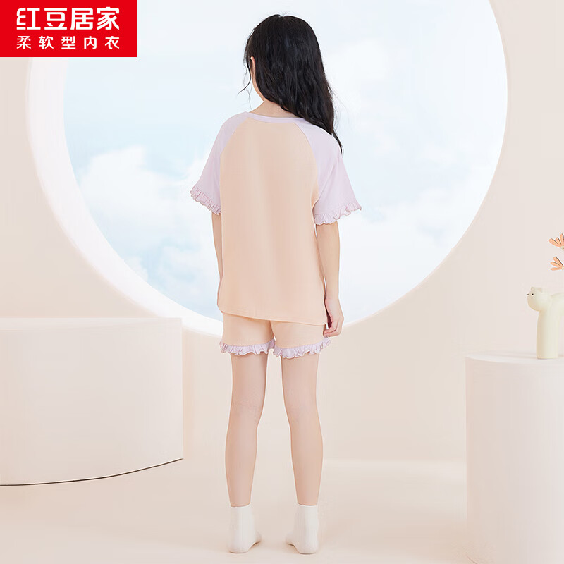 Hodohome Children's Pajamas Girls Summer Pure Cotton Home Wear Short Sleeve Shor...