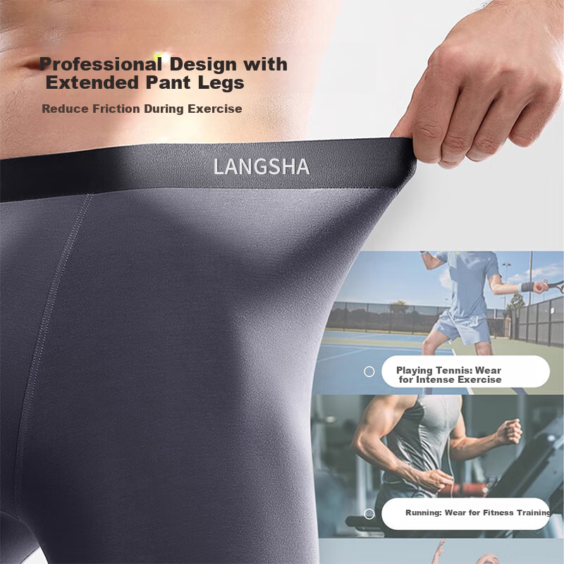 Langsha 3-Pack Men's Sports Underwear, Mulberry Silk Antibacterial Crotch, Runni...