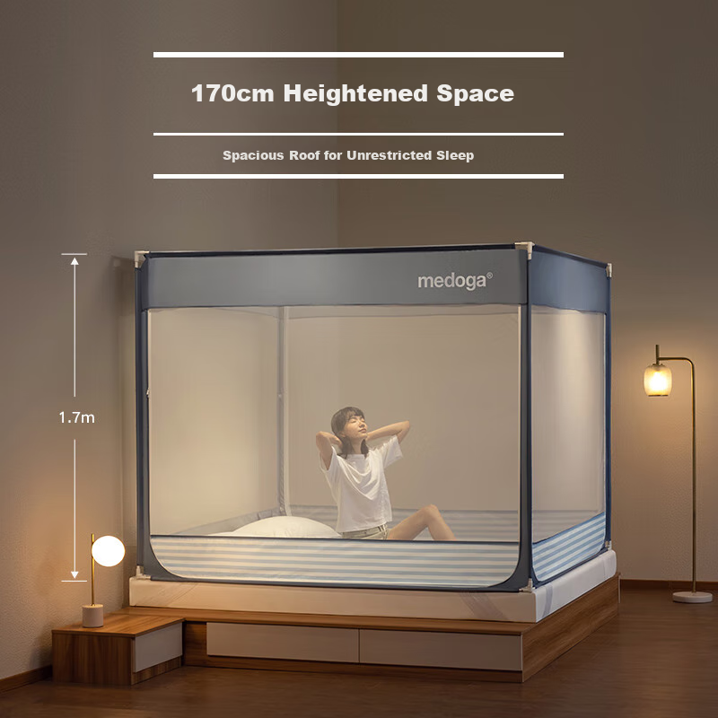MEDOGA Class A Baby Fall Prevention Fence Mosquito Net Frame 1.5x2 Three-Door Ho...