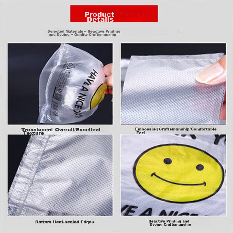 Dengbi Plastic Bags, Thickened Vest-Style Bags, Large Smiley Face, Supermarket S...