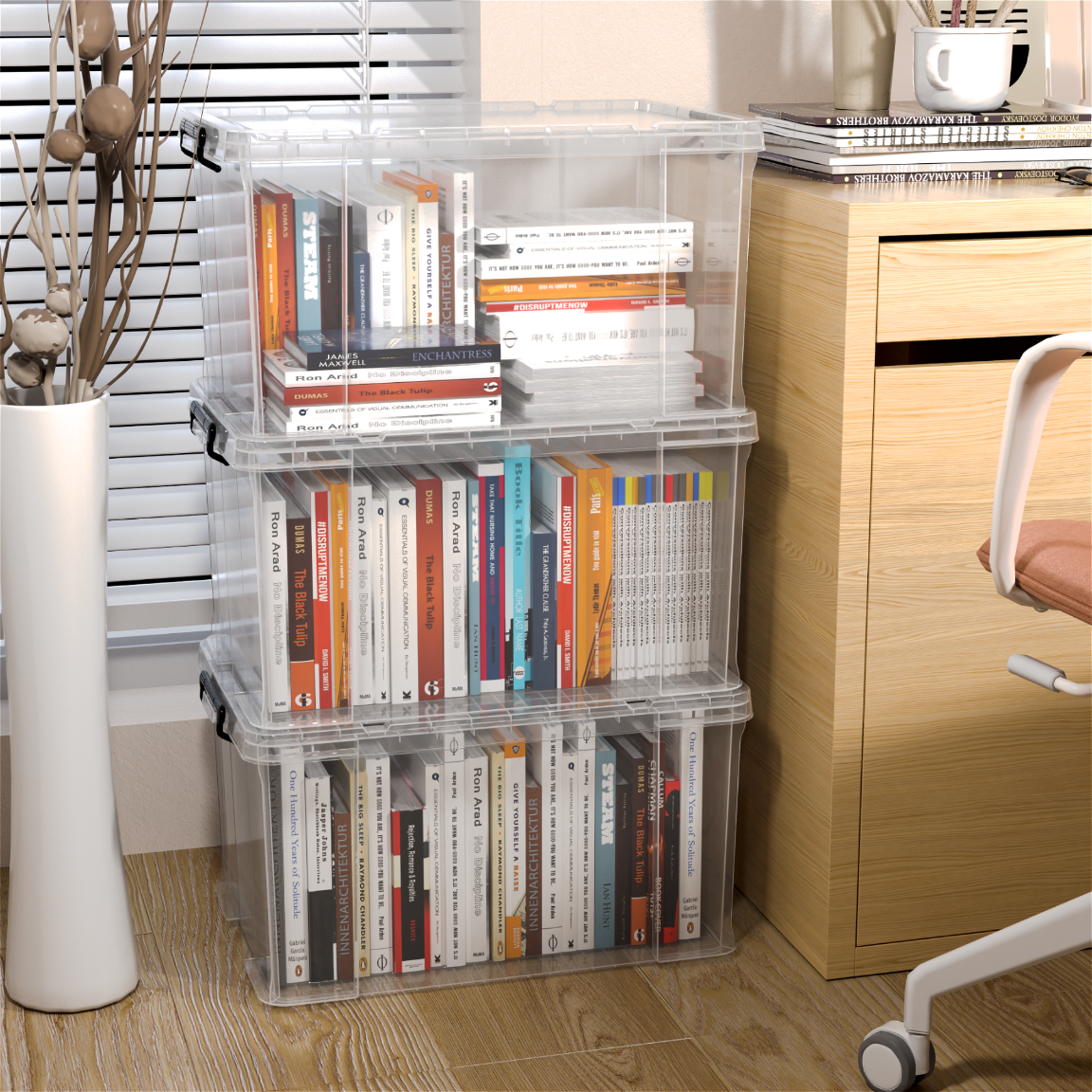 SPACEXPERT Clothing Storage Box Plastic Storage Box 100L Transparent 1 Pack Righ...