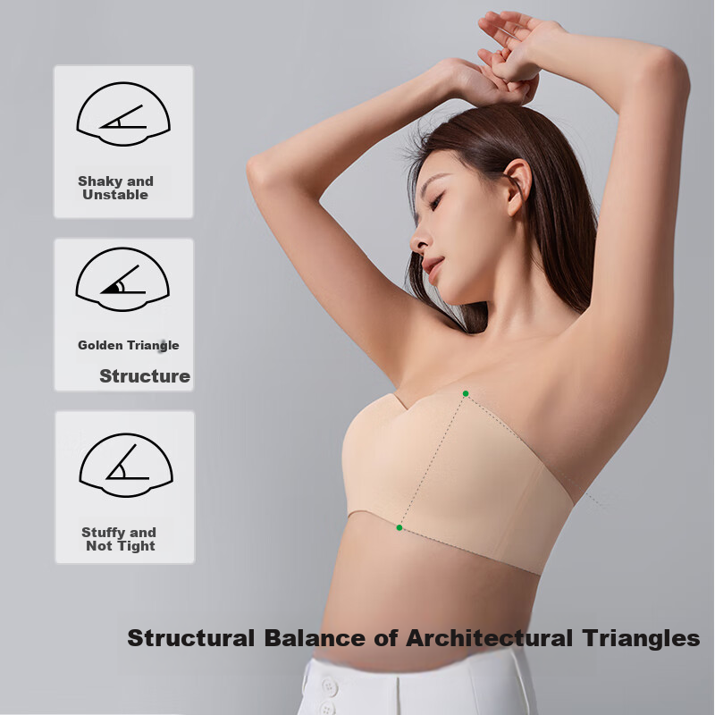 Mushroom Lady Strapless Bra Anti-slip Breathable Women's Bandeau Bra Invisible P...