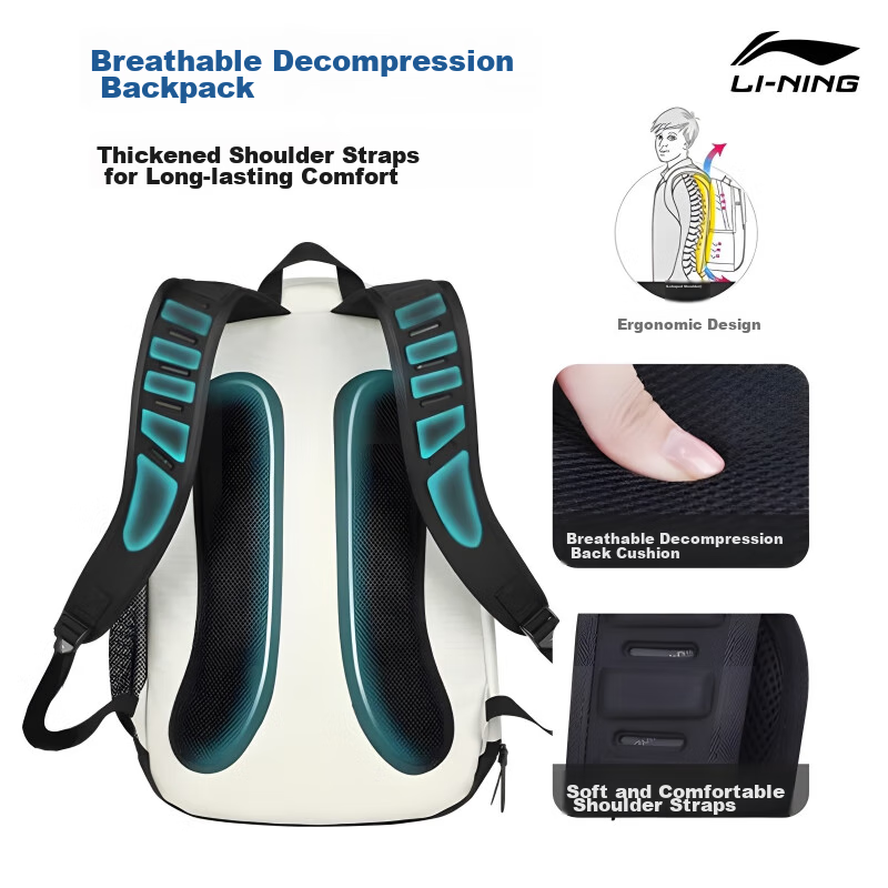 Li-Ning Backpack for Men, High School And College Students, Large Capacity, Bask...