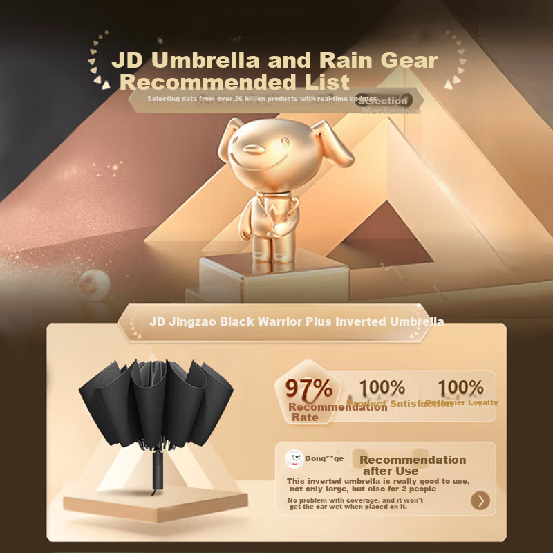 Jingzao Reverse Black Knight Large Umbrella, Automatic Umbrella, Reinforced Wind...