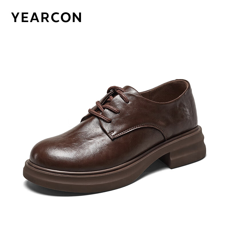 Yierkang Women's Leather Shoes, Spring New Style British-Style Lace-Up Flats, Lo...