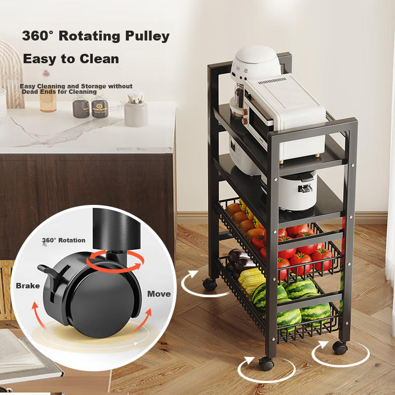 Yicainianhuan Kitchen Storage Rack, Floor-Standing Storage Shelf, Multi-Layer Tr...