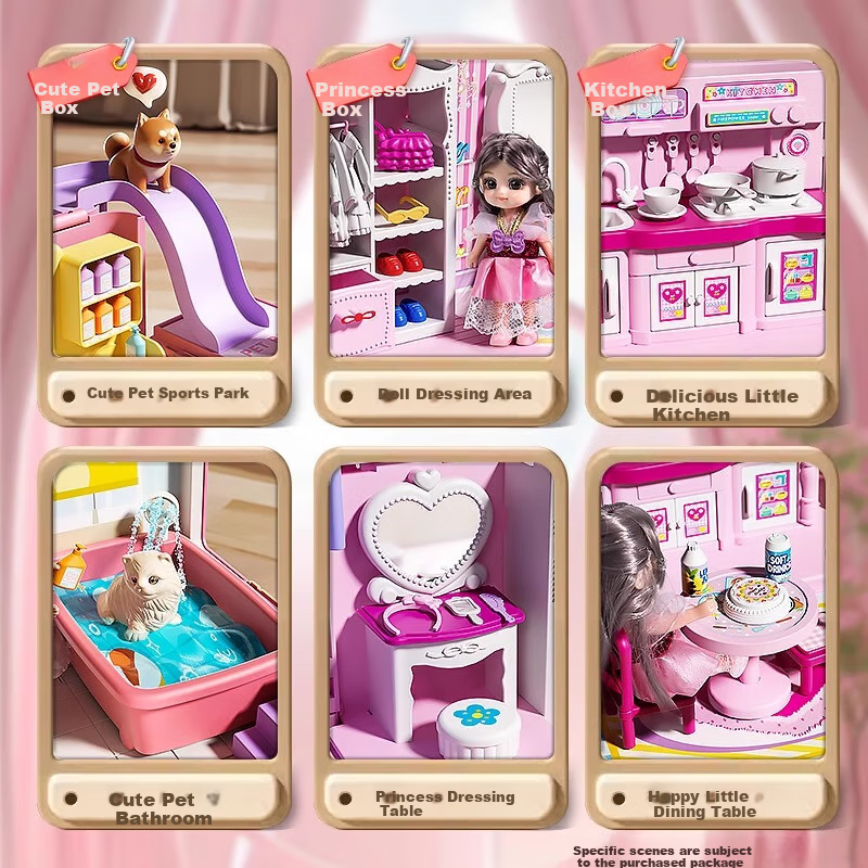 Shangmeibeibei Children's Pretend Play Toy House Handbag Princess Bedroom Dollho...