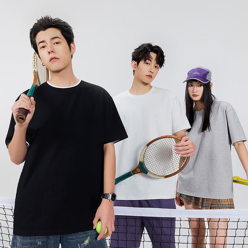 MINISO Men's Short Sleeve Pure Cotton Casual Loose Summer Round Neck Versatile Y...